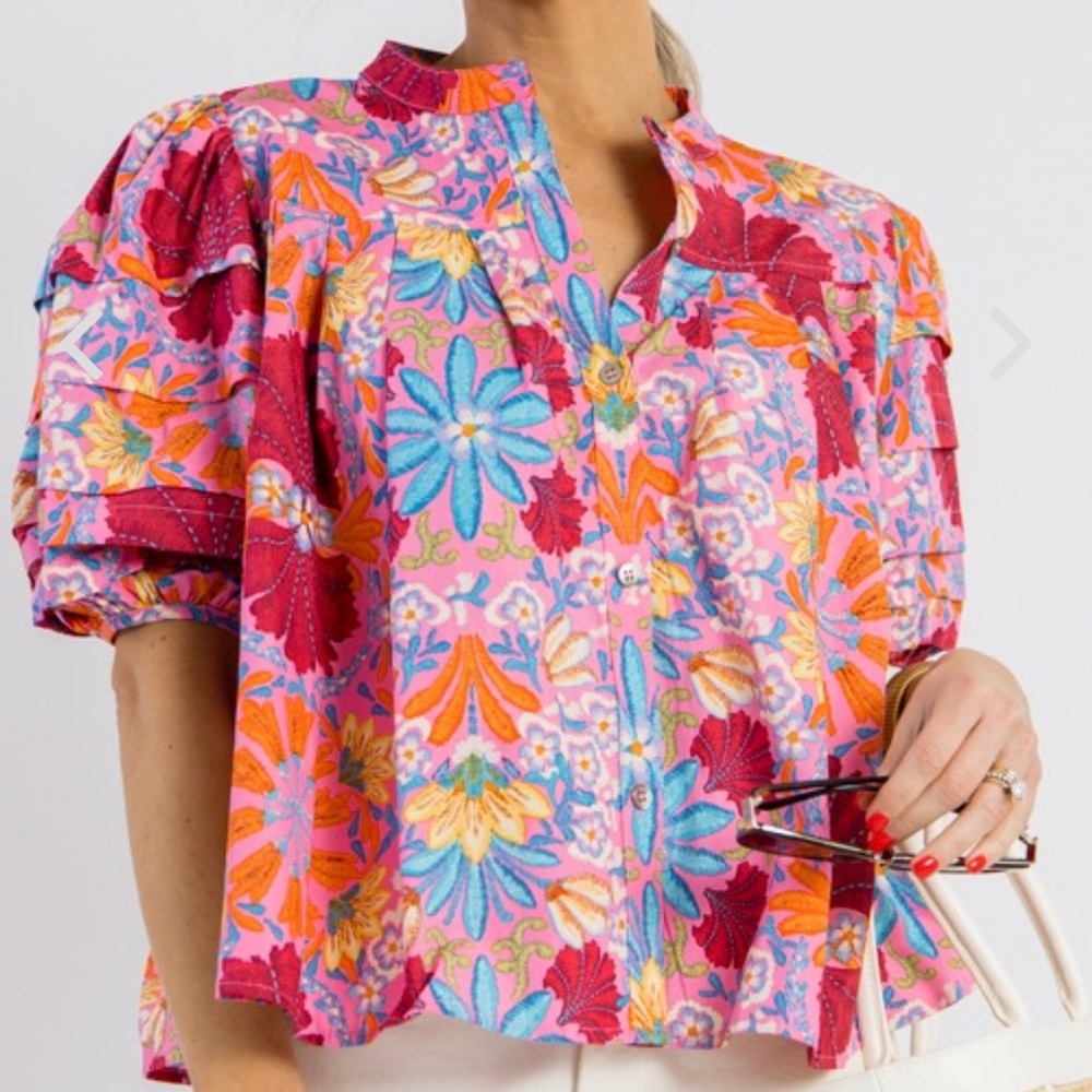 Floral Pleated Top (Stevenson Top by Olivaceous)